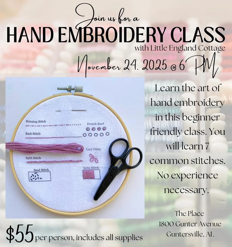 Hand Embroidery Class - The Place