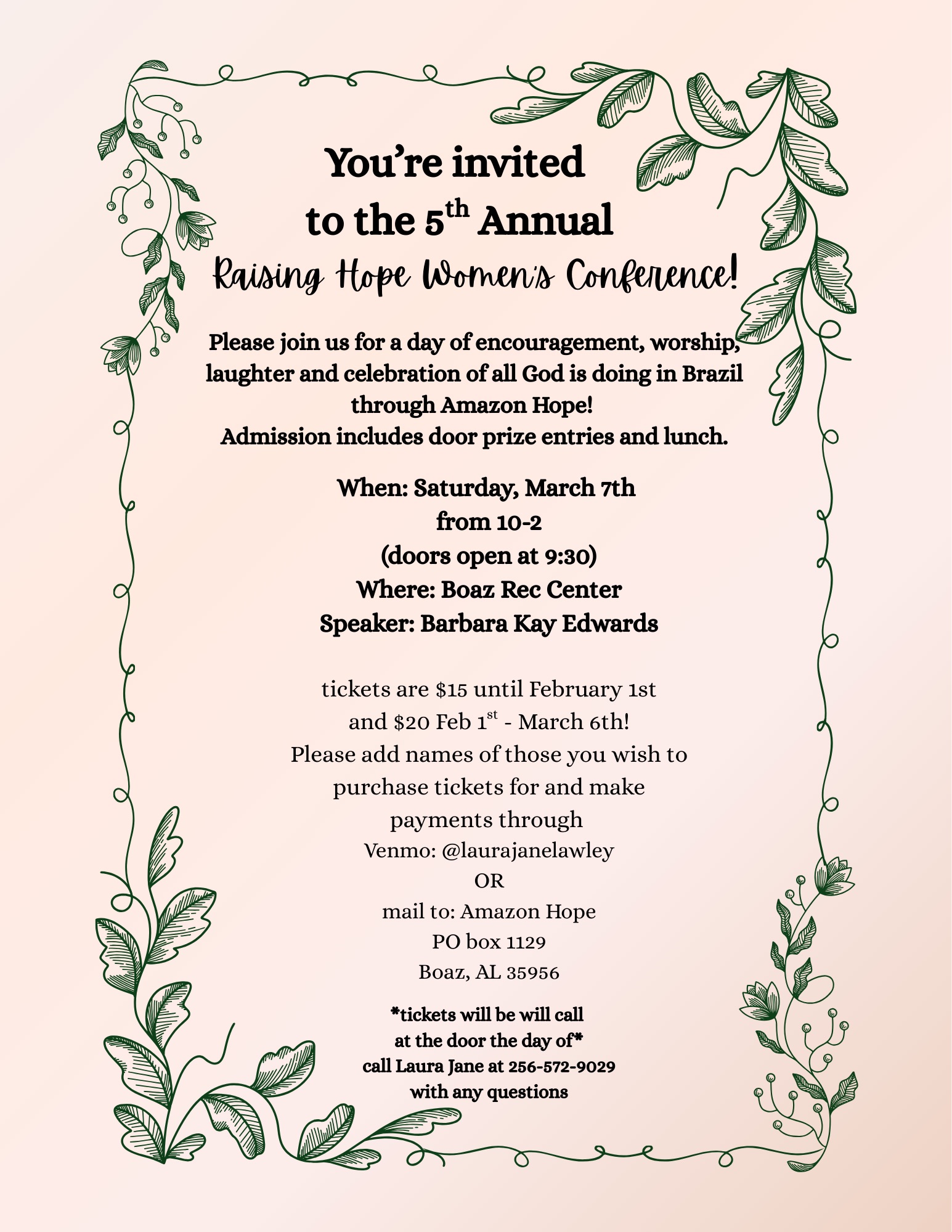 5th Annual Raising Hope Women's Conference - Amazon Hope Thrift Store