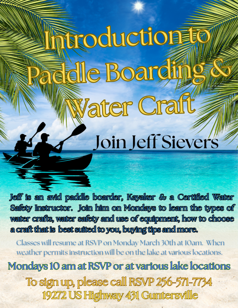 Intro to Paddle Board & Water Craft Classes - Marshall County RSVP