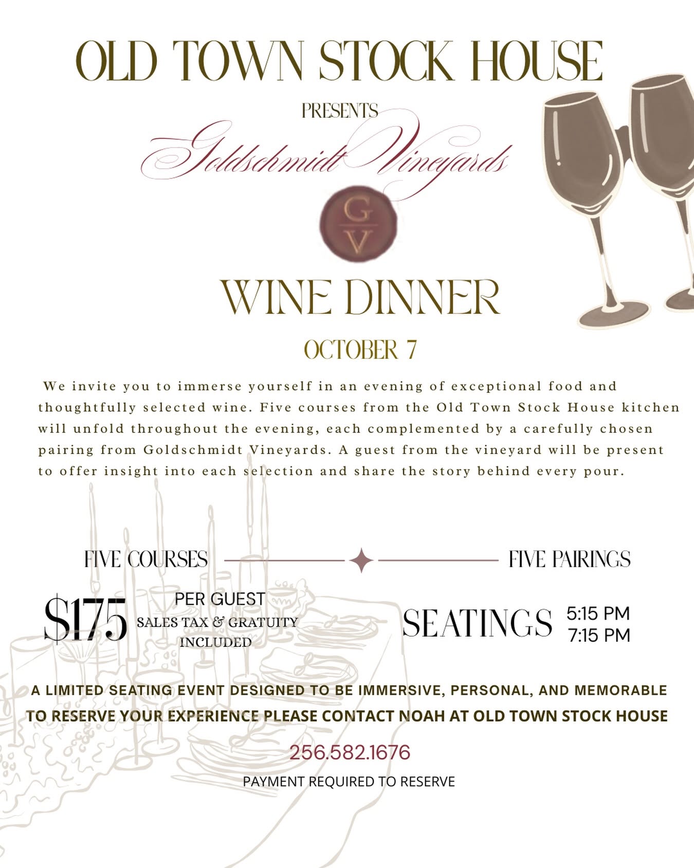 Goldschmidt Vineyards Wine Dinner - Old Town Stock House
