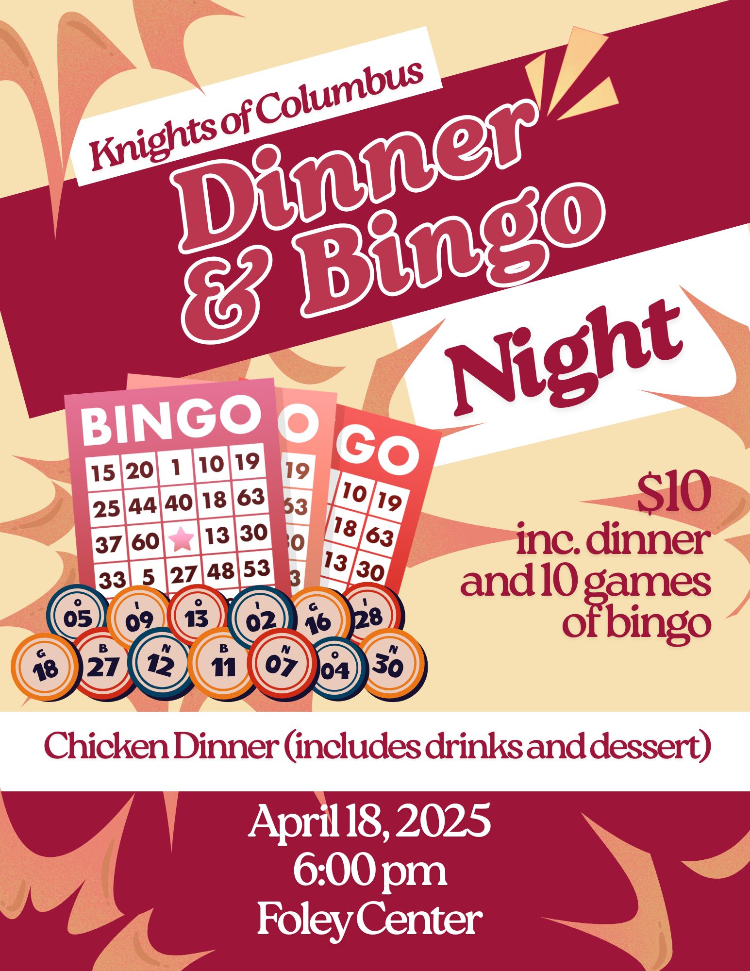 Dinner & Bingo Night - St William Catholic Church