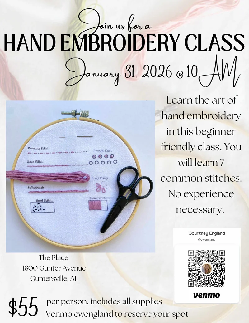 Hand Embroidery Class - The Place