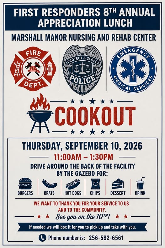 8th Annual First Responders Appreciation Lunch - Marshall Manor Nursing & Rehab