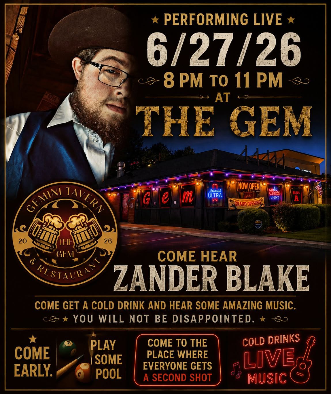 Zander Blake Live - Gemini Tavern & Restaurant